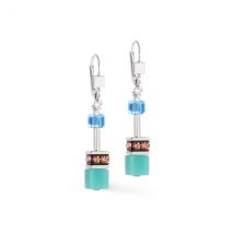 Coeur De Lion Silver Iconic Blue Cubes Earrings - Silver