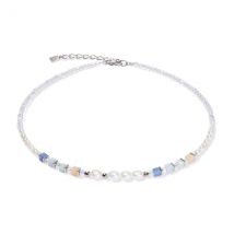 Coeur De Lion Silver Cosmic Pearls Pastel Cubes Necklace - Silver