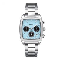 CLUSE Silver Quartaut Chronograph Light Blue Watch - Silver