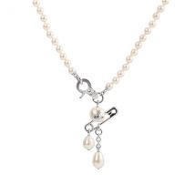 Vivienne Westwood Silver Claude Pearl Safety Pin Necklace