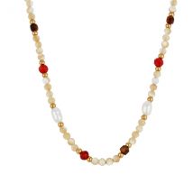 Over & Over Gold 14k Stainless Steel Tiger's Eye Beaded Necklace