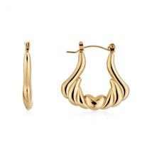 Over & Over Gold 14k Stainless Steel Puffy Heart Hoops - Gold