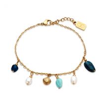 Over & Over Gold 14k Stainless Steel Amazonite Bracelet - Gold