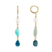 Over & Over Gold 14k Stainless Steel Amazonite Drop Earrings - Gold
