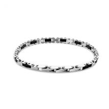 Over & Over Silver Stainless Steel Men's Black Hematite Bracelet - Silver