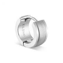 Over & Over Silver Men's Stainless Steel Brushed Single Hoop Earring - Silver