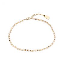 Over & Over Gold 14k Stainless Steel Blush Beaded Anklet - Gold