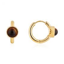 Over & Over Gold 14k Stainless Steel Tigers Eye Hoop Earrings - Gold