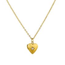 Over & Over Gold Stainless Steel CZ Heart Locket - 40cm