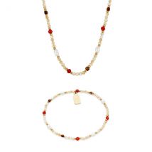 Over & Over Gold 14k Stainless Steel Tiger's Eye Beaded Gift Set - Gold