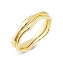 Argento Gold 14k Plated Wave Stacking Ring Set - 60