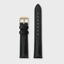 CLUSE Gold 16 mm Black Leather Strap - Gold