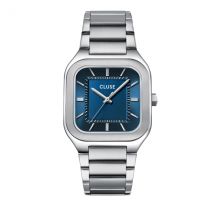 CLUSE Siver Quadrus Blue Watch - Silver