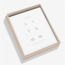 Joma Boxed Love Set of 3 Stud Earrings - Silver