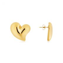 Over & Over Gold Curve Heart Stud Earrings - Gold