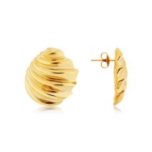 Over & Over Gold Curve Ripple Dome Stud Earrings - Gold