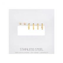 Over & Over Gold CZ Stud and Hoop Earring Set - Gold