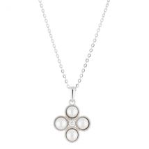 Argento Silver Pearl Clover Studded Necklace - Silver