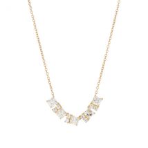 Argento Gold Square Baguette CZ Row Necklace - 40cm