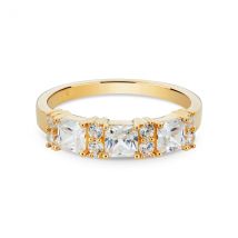 Argento Gold Square Baguette CZ Row Ring - 58
