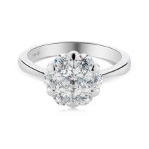 Argento Silver Floral CZ Halo Ring - 60