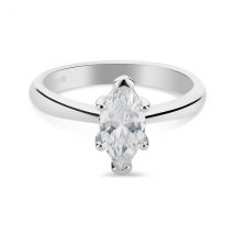 Argento Silver Marquise CZ Solitaire Ring - 62