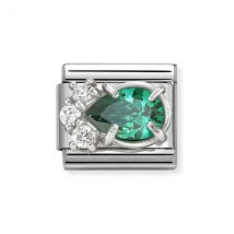 Nomination Silver Green CZ Drop Charm
