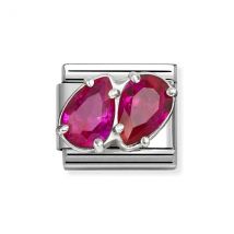 Nomination Silver Red CZ Double Drop Charm