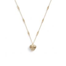 Coach Gold Quilted Heart Necklace - 40cm