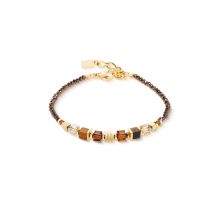 Coeur De Lion Gold Brown Wave Cube Flow Bracelet - Gold
