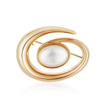 August Woods Gold Pearl Swirl Brooch - Gold