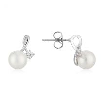 August Woods Silver Pearl CZ Stud Earrings - Silver