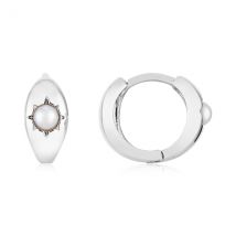 August Woods Silver Star Pearl Huggie Earrings - Silver