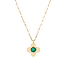 August Woods Gold Clover Green CZ Necklace - 40cm