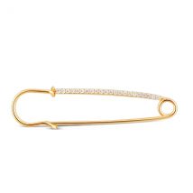 August Woods Gold Pave Safety Pin Brooch - Gold