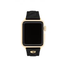 Coach Black Quilted Silicone Apple Strap - Gold