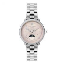 Olivia Burton Silver Moonphase Pink Dial Watch
