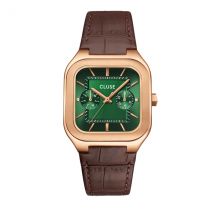 CLUSE Rose Gold Quadrus Multifunction Green Leather Watch - Gold
