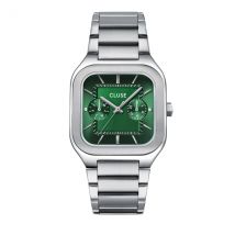 CLUSE Silver Quadrus Multifunction Green Watch - Silver