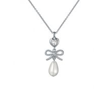 Ted Baker Silver Imogen Icon Charm Heart Bow Pearl Necklace - 44cm