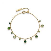 Olivia Burton Gold Mini Droplet Green Bracelet