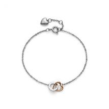 Olivia Burton Silver Kindred Interlink Rose Gold Heart Bracelet