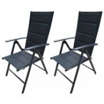2er Set Gartenstuhl schwarz Aluminium Stühle verstellbar