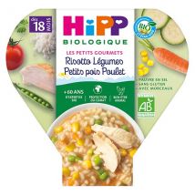 Hipp Bio Les Petits Gourmets Assiette Risotto Légumes Petits Pois Poulet +18m 260g - Viandes, Légumes -