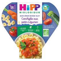 Hipp Bio Mon Dîner Bonne Nuit Assiette Conchiglie Petits Légumes +18m 260g - Pâtes -