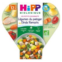 Hipp Bio Les Petits Gourmets Assiette Légumes du Potager Dinde Romarin +12m 230g - Viandes, Légumes -