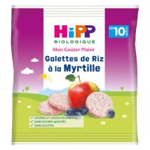 Hipp Bio Mon Goûter Plaisir Galettes de Riz à la Myrtille +10m 30g - Fruits -