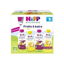 Hipp Bio Fruits à Boire Gourde Multipack 2 Variétés +8m 8 x 90ml