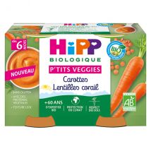 Hipp P'tits Veggies Carottes Lentilles Corail +6m 2 x 125g