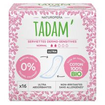 Tadam' Hygiène Féminine Serviette Dermo-Sensitive Ultra Normal 16 unités